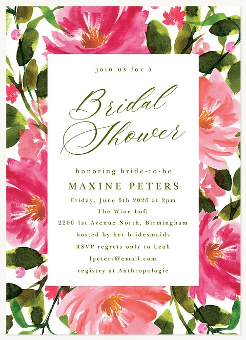 Pink Petals Bridal Shower Invitations