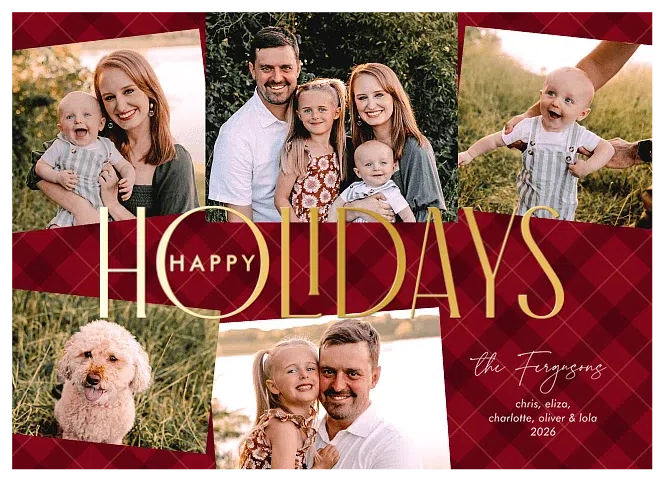 Plaid Collage Personalized Holiday Cards
