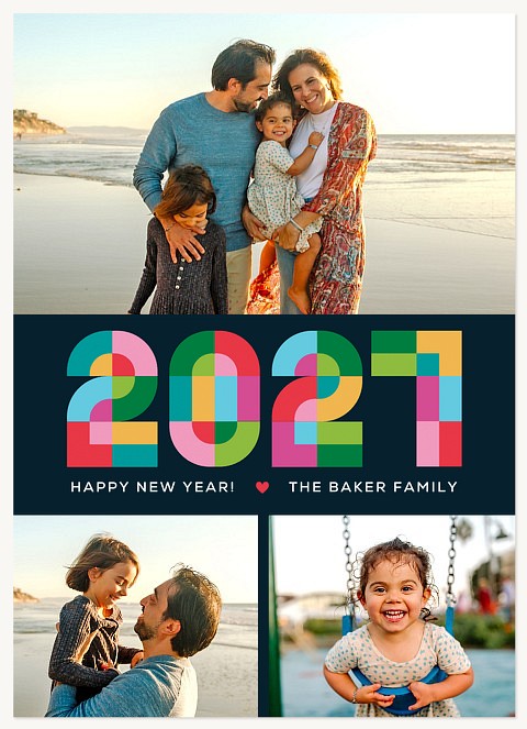 Number Blocks Personalized Holiday Cards