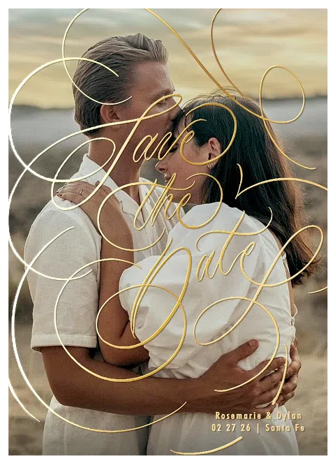 Shimmer Overlay Save the Date Cards