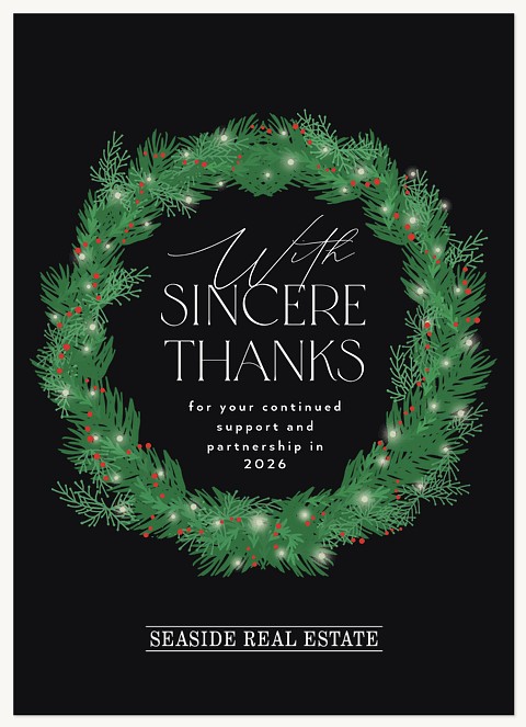Lighted Wreath Business Holiday Cards