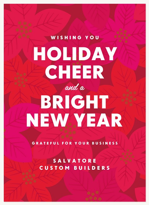 Bright Poinsettias Business Holiday Cards