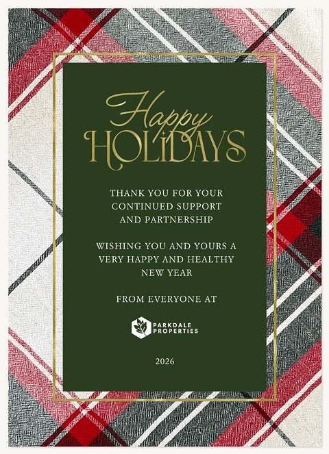 Plaid Border Business Holiday Cards
