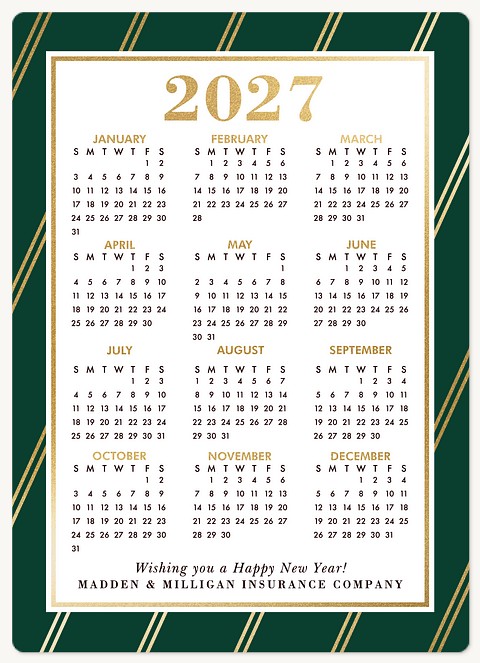 Striped Calendar Holiday & Christmas Magnet Cards
