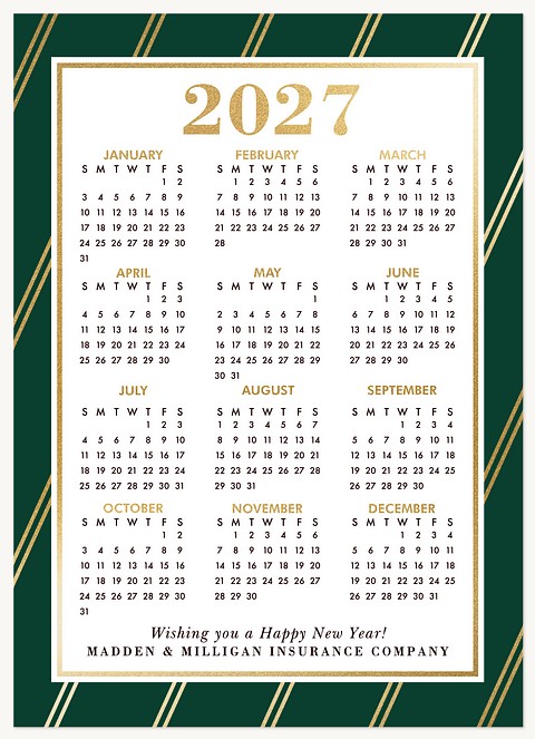 Striped Calendar Business Holiday Cards