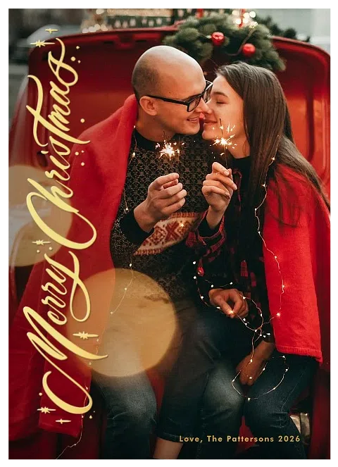 Glimmering Side Personalized Holiday Cards