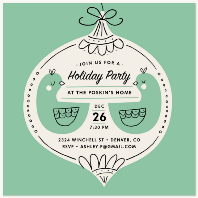 Turtle Doves Holiday Party Invitations