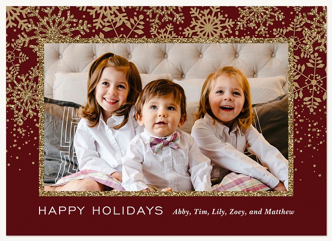 Cascading Snowfall Personalized Holiday Cards