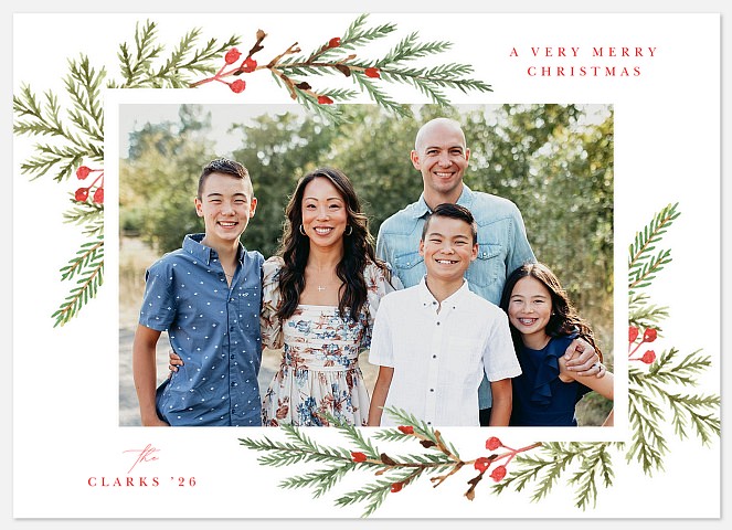 Winter Greenery Holiday Photo Cards