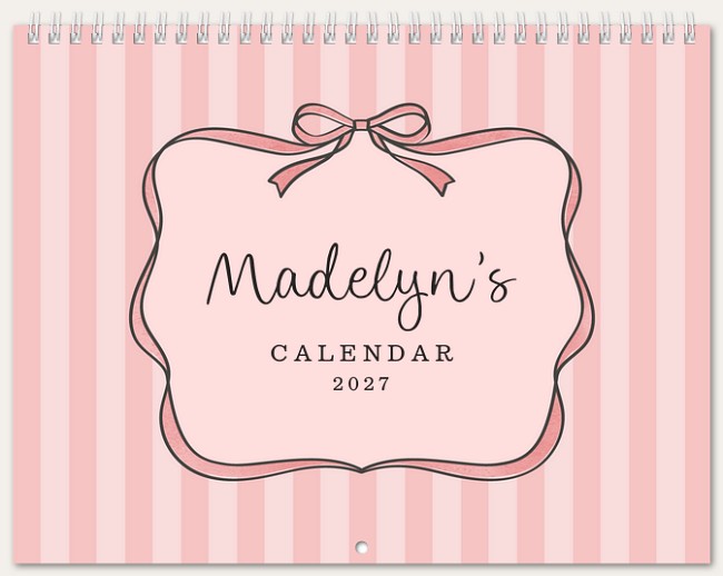 Sweet Bow Calendar Custom Photo Calendars