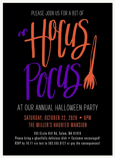 Hocus Pocus Halloween Party Invitations