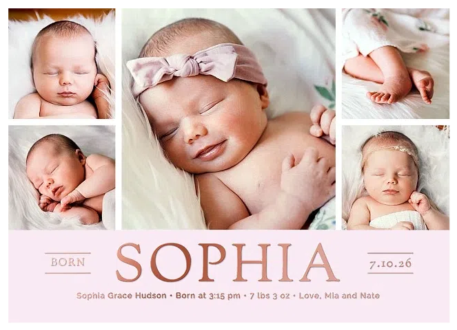 Timeless Grid Baby Announcements