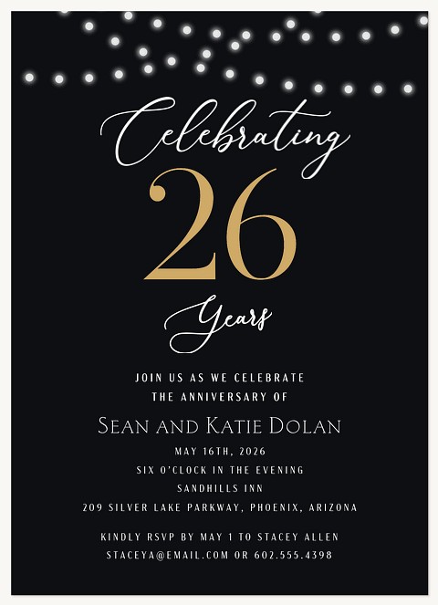  Glamorous Glow Wedding Anniversary Invitations