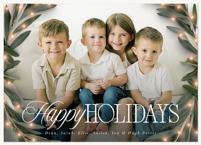 Glowing Holly Personalized Holiday Cards