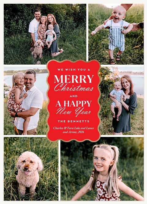 Center Scallop Personalized Holiday Cards