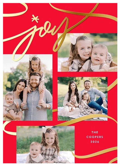 Joyful Ribbon Personalized Holiday Cards