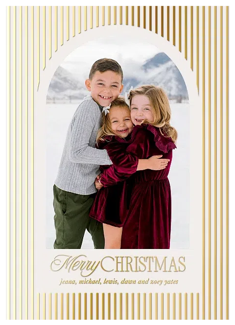 Golden Arch Stripes Personalized Holiday Cards