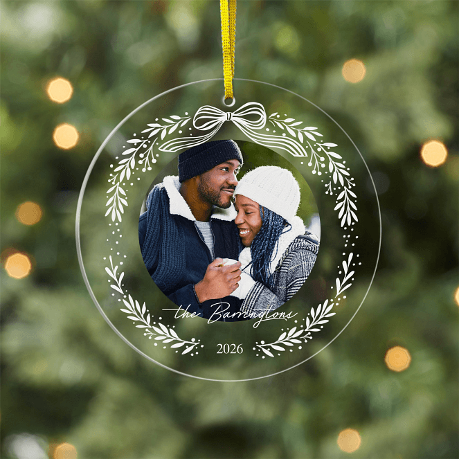 White Bow Personalized Ornaments