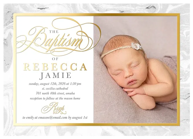 Marbled Celebration Baptisms & Christening Invitations