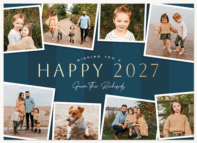 Colorful Stripes Personalized Holiday Cards
