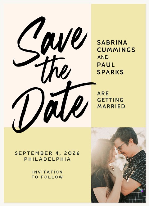 Colorblock Script Save the Date Cards