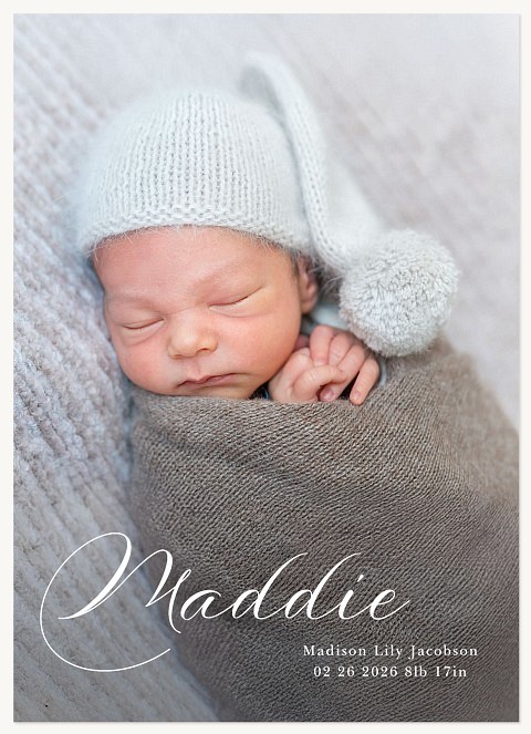 Name in Script Baby Announcements