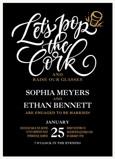 Pop The Cork Engagement Party Invitations