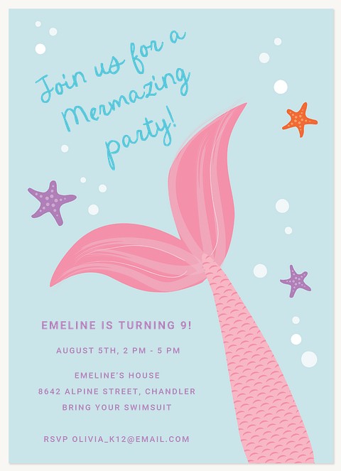 Mermazing Kids Birthday Invitations