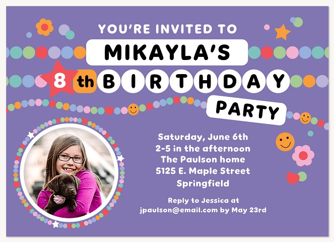 Friendship Bracelet Kids Birthday Invitations