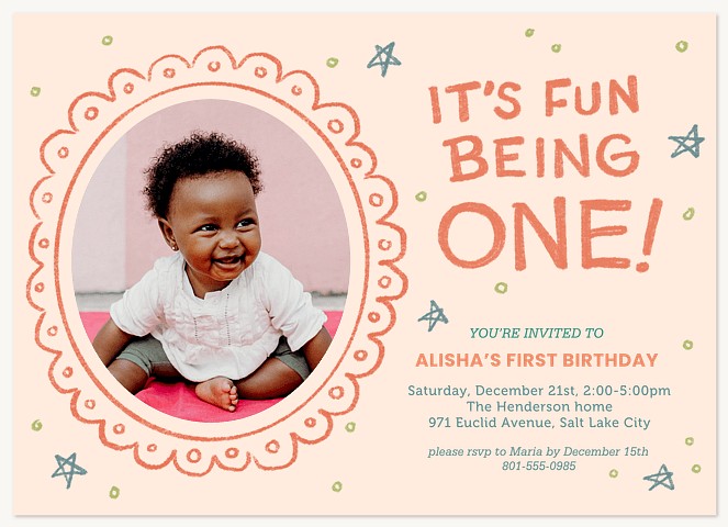 Fun Being One Kids Birthday Invitations