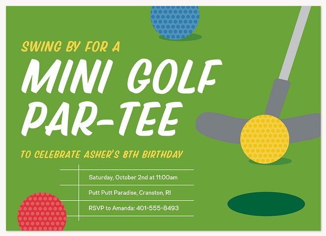 Mini Golf Kids Birthday Invitations