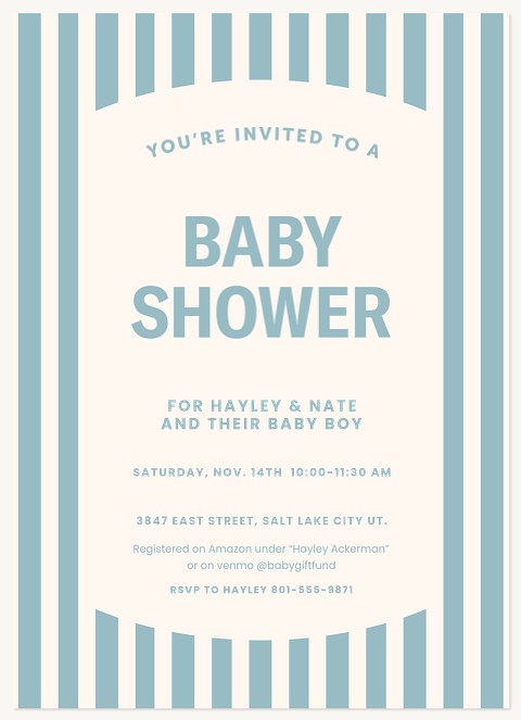 Striped Welcome Baby Shower Invites