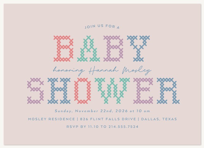 Needlework Type Baby Shower Invites