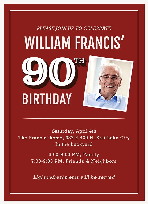 Vintage Bold Adult Birthday Party Invitations