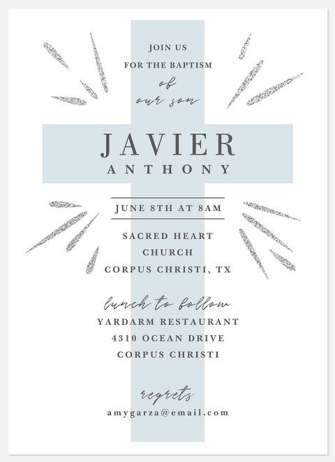 Luminous Cross Baptism Christening Invitations