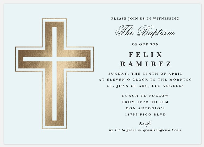 Classic Crucifix Baptism Christening Invitations