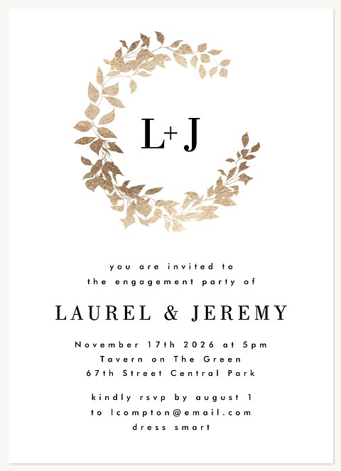Monogram Wreath Engagement Party Invitations