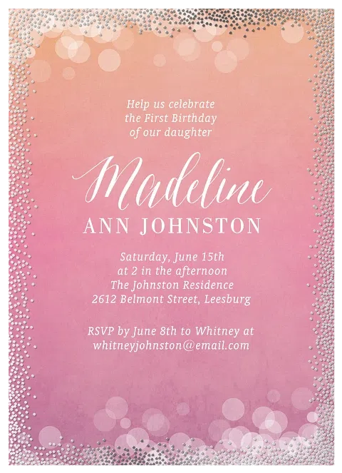 Ombre Magic First Birthday Invitations