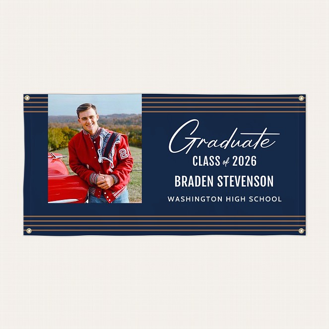 Varsity Stripes Graduation Banner Custom Banners
