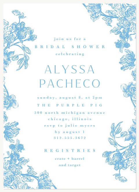 Blue Botanicals Bridal Shower Invitations