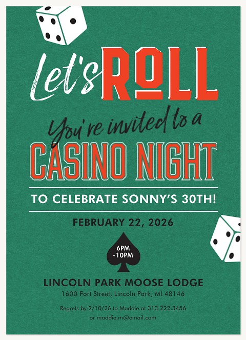 Let's Roll Party Invitations