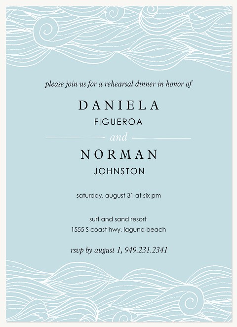 Ocean Swirls Rehearsal Dinner Invitations