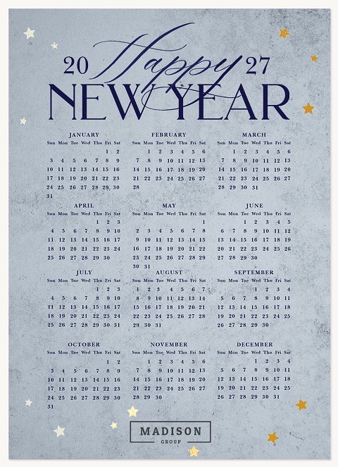 Starry Calendar Business Holiday Cards