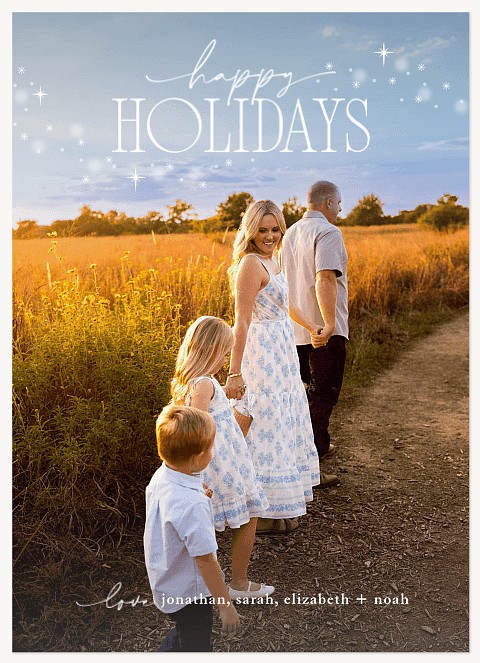 Twinkle Script Personalized Holiday Cards