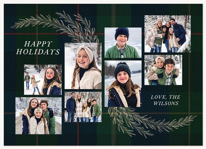 Tartan Branches Personalized Holiday Cards