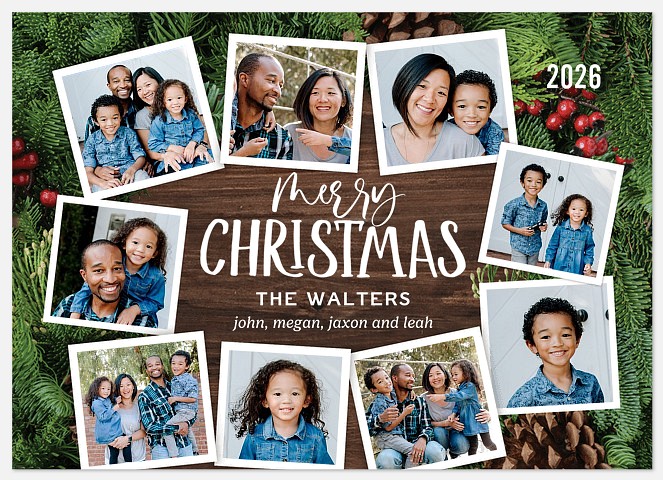 Woodsy Greenery Holiday Photo Cards