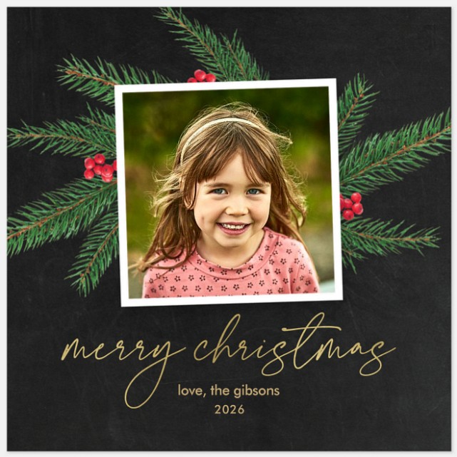 Pine Spray Holiday Photo Cards