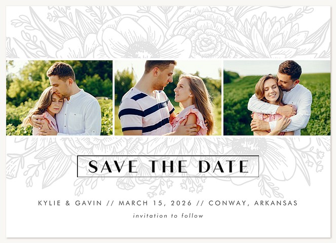 Engraved Bouquet Save the Date Cards