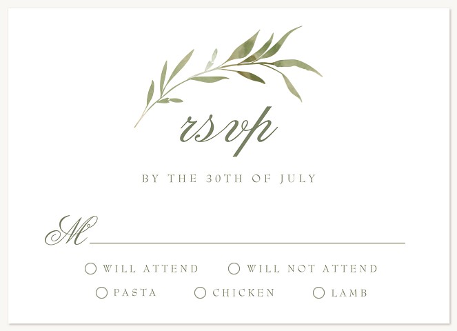 Olive Sprigs Wedding RSVP Cards