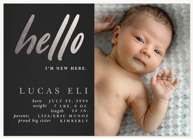 New Here Boy Baby Announcements